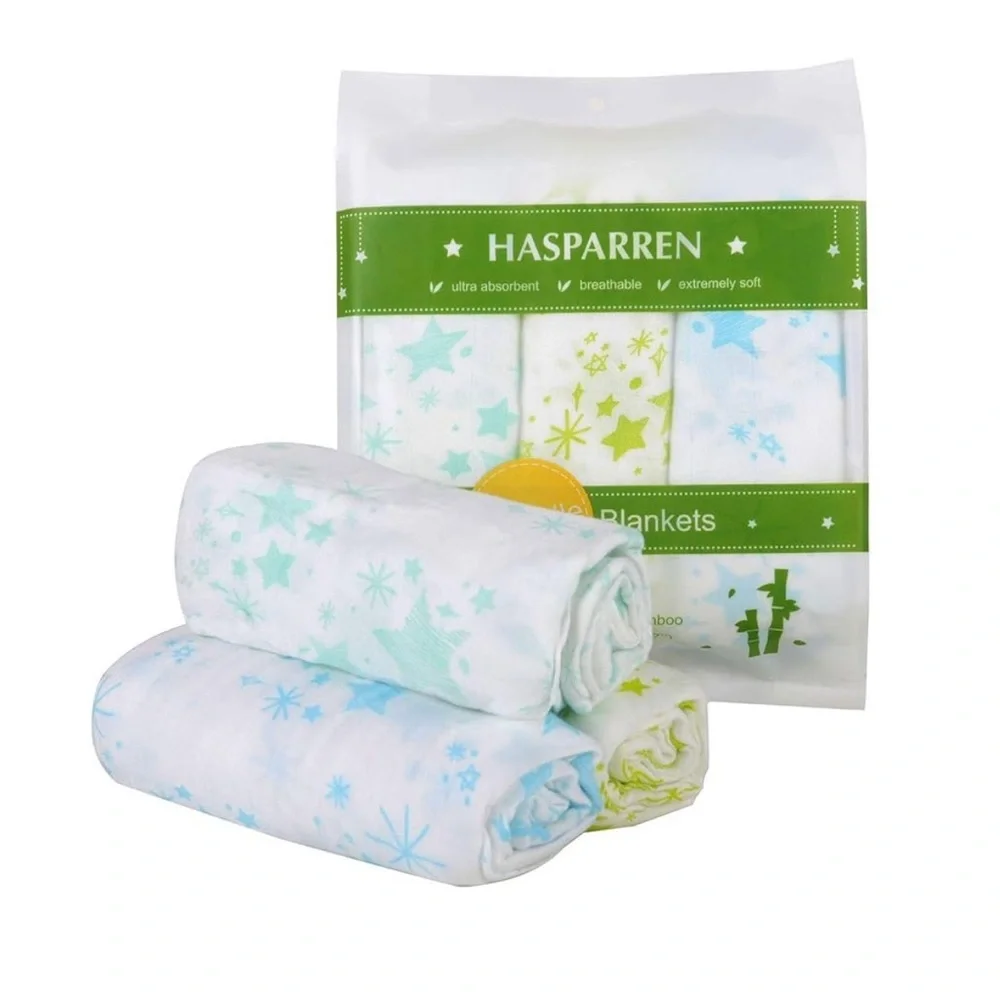 Hasparren Swaddle Blanket for Baby, 100% Bamboo Muslin, Large 47 X 47.